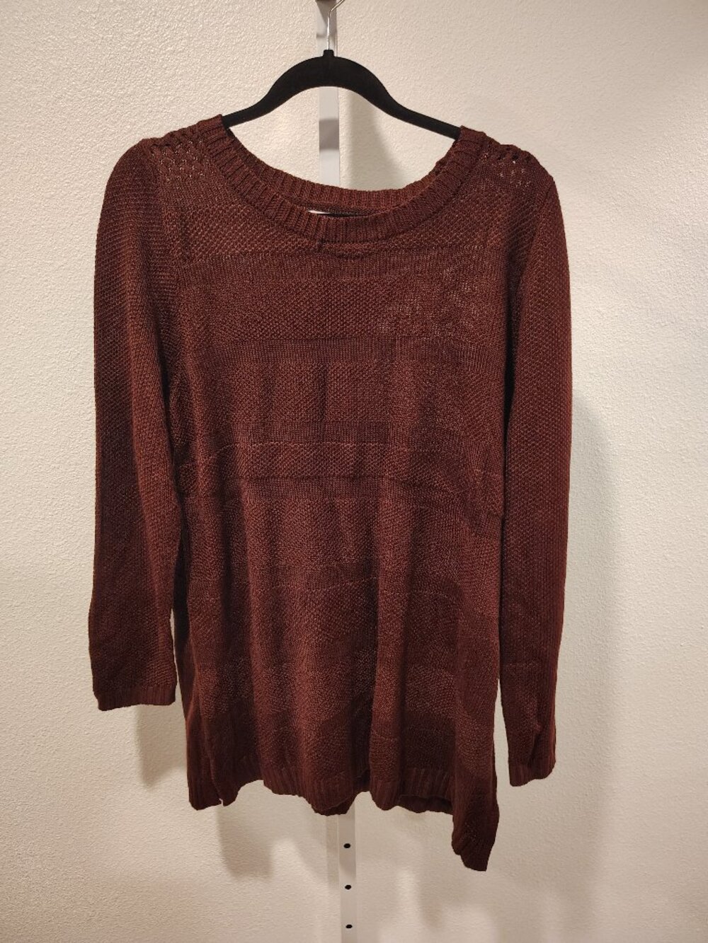 Croft & Barrow Women's Sweater Size 1X NWT Maroon Burgundy Open Textured Knit